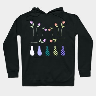 Build Your Own Checkered Vase with Pink and Purple Flowers Hoodie